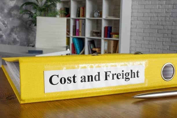 CFR cost and freight binder showing incoterm documentation for shipping