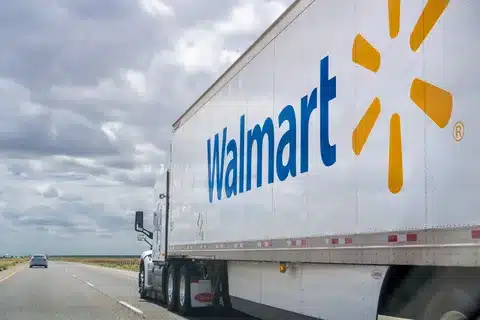 Walmart fulfillment truck delivering products as part of Walmart Fulfillment Services.