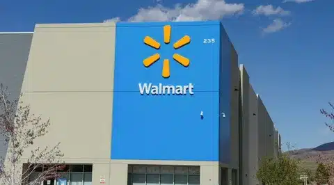 Walmart fulfillment services building exterior showing the official logo.