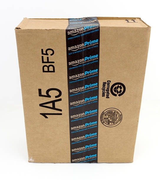 Amazon Prime branded corrugated box showing approved packaging specifications