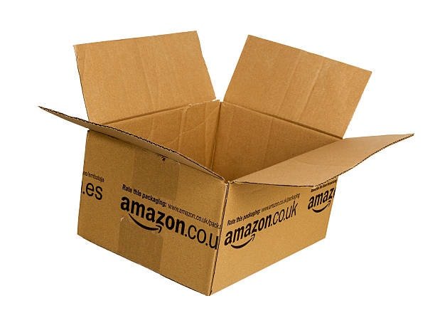 Empty Amazon shipping box demonstrating correct box type for Amazon packaging requirements