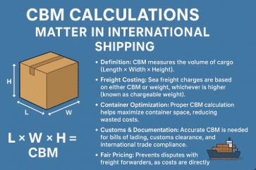 CBM calculation formula and importance in sea freight, customs, and cost optimization.