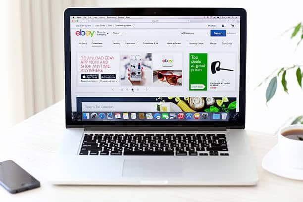 Screenshot of eBay website showing categories and seller shipping details.