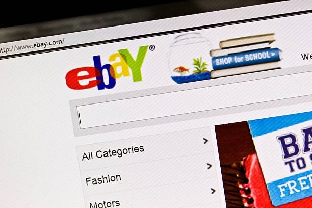eBay website page showing product categories, symbolizing seller responsibility for setting correct shipping times.
