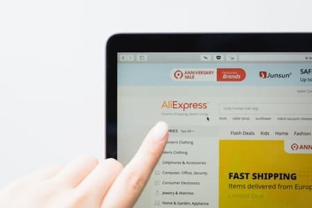 AliExpress website navigation menu shown on computer screen.