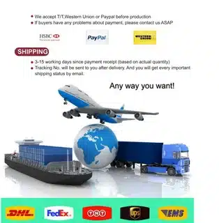 Alibaba shipping methods featuring airplane, cargo ship, and truck representing international logistics.
