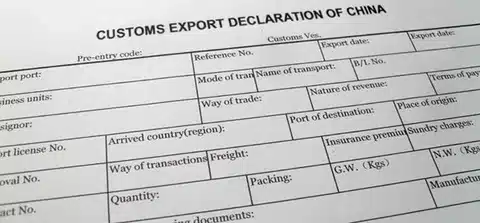 Customs export declaration form from China used in global trade compliance.