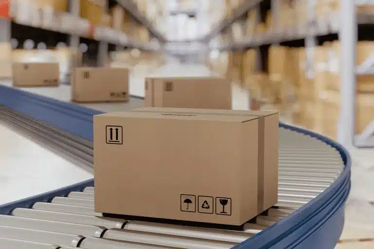 3PL order fulfillment and sorting process in a warehouse designed to reduce shipping costs for global ecommerce sellers