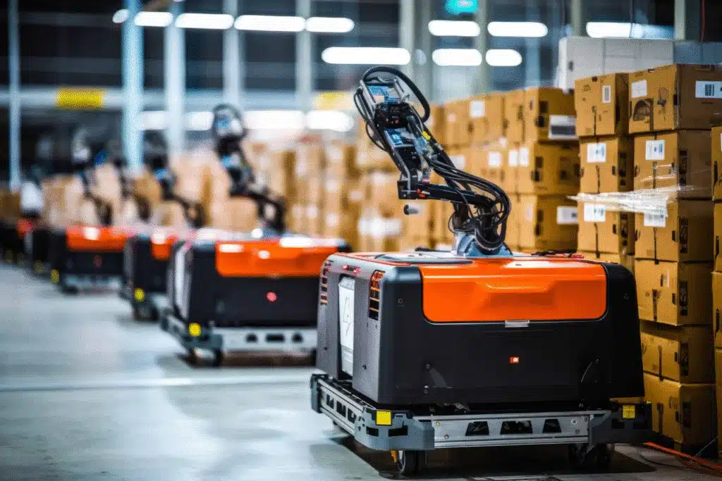 AI driven fulfillment robots operating inside automated ecommerce warehouses