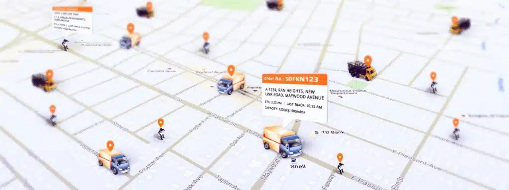 Real time order tracking map showing live ecommerce fulfillment and delivery status updates