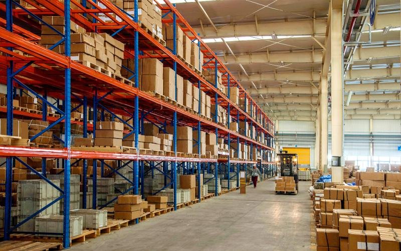 Organized high-density warehouse for Kickstarter batch shipping and inventory management