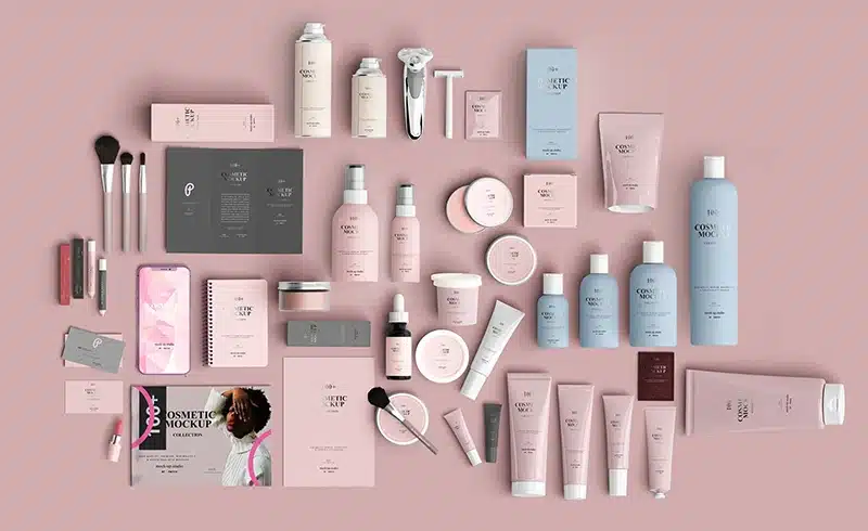 Multiple cosmetic SKUs arranged for 3PL fulfillment, showing how diverse products are stored, organized, and prepared for order processing in a China-based warehouse.