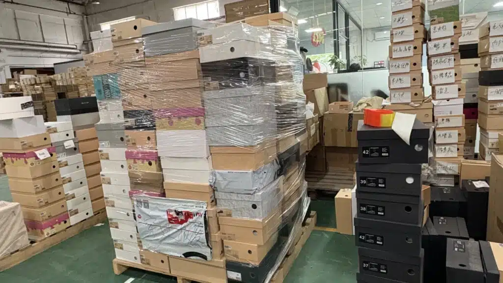Palletized ecommerce inventory stored in a fulfillment warehouse, representing warehouse storage cost allocation when calculating true per-unit fulfillment costs.