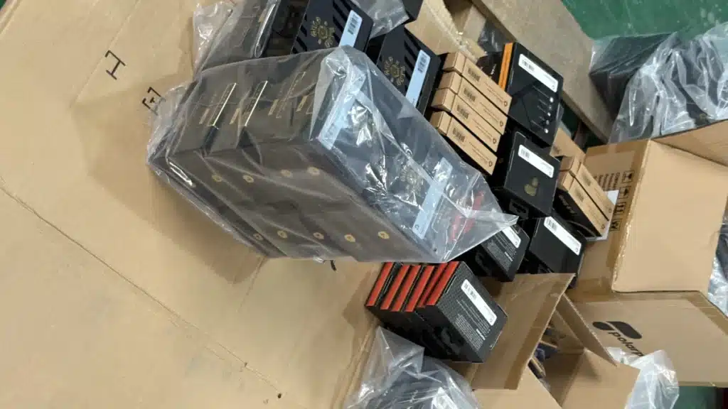Labeled ecommerce products separated in a 3PL warehouse for defective inventory isolation, SKU tracking, batch control, and product recall management.