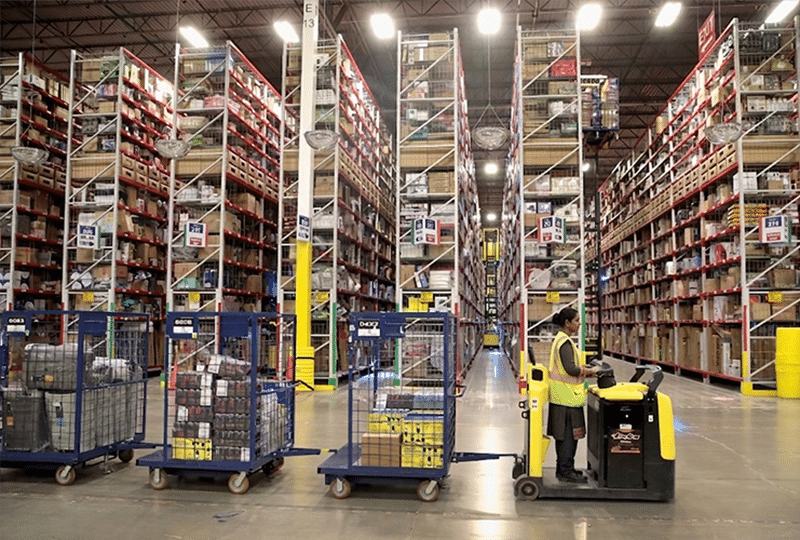 large warehouse facility in india with high storage racks and logistics operations