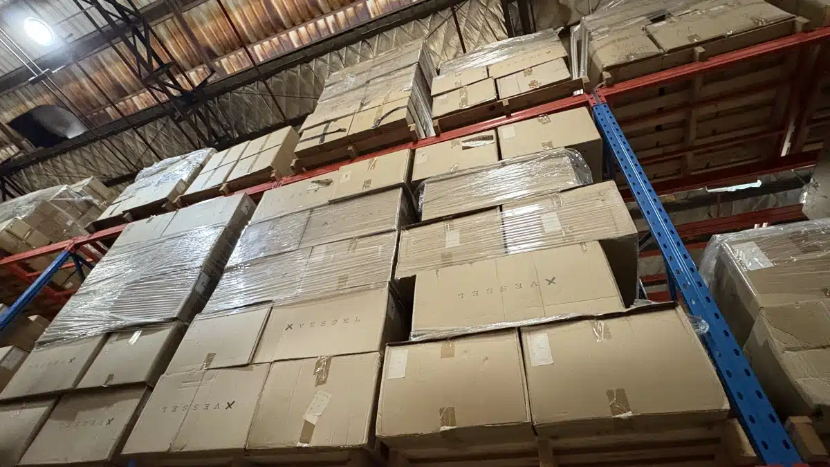 Palletized ecommerce inventory stored on warehouse racks for efficient inventory positioning, fast order fulfillment, and scalable 3PL operations.