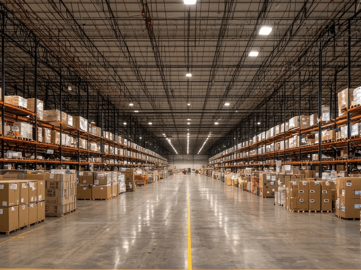 large-scale warehousing facility in China with organized storage racks and fulfillment inventory