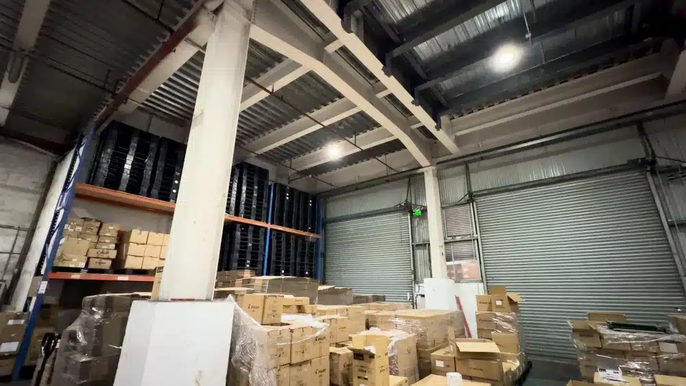 Third-party logistics warehouse with organized inventory and pallet storage supporting 3PL warehousing, inventory management, and eCommerce fulfillment.