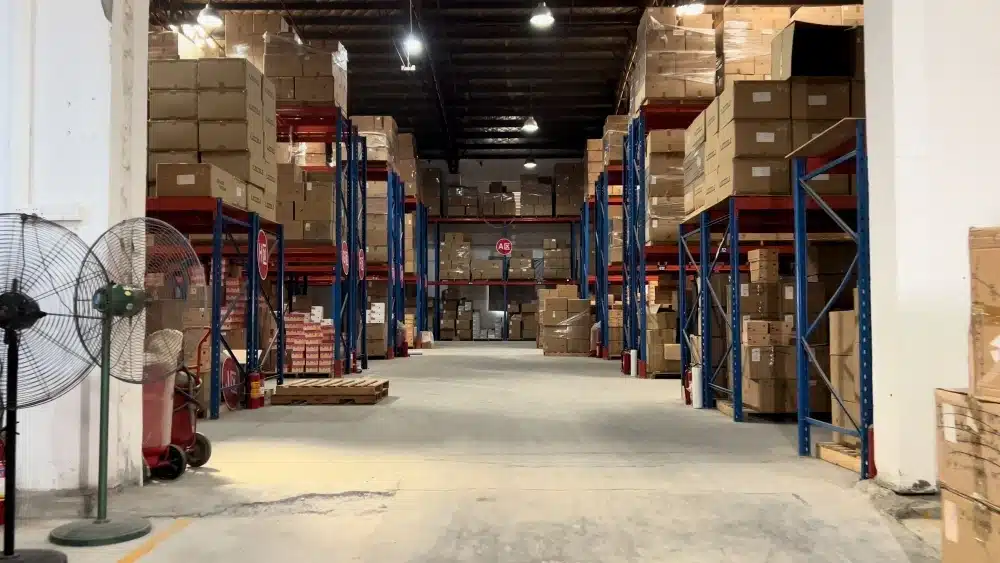 Large China fulfillment center with pallet racks and stored products for scalable pick and pack services and international eCommerce fulfillment
