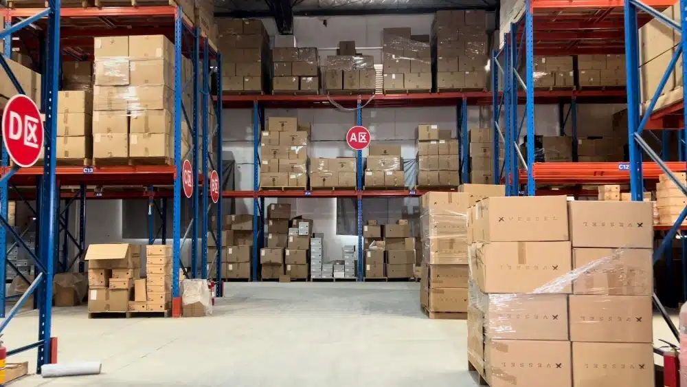 Large organized warehouse inventory illustrating China warehousing versus overseas warehousing strategies for global supply chain and eCommerce logistics