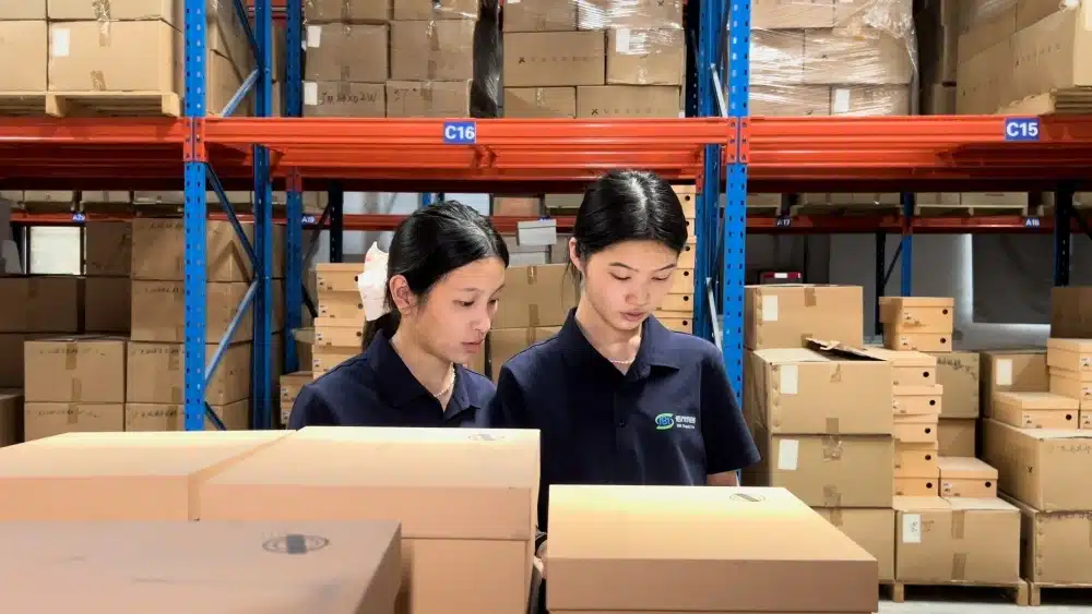 Palletized goods stored on warehouse racks in a 3PL warehousing facility for scalable inventory storage and order fulfillment
