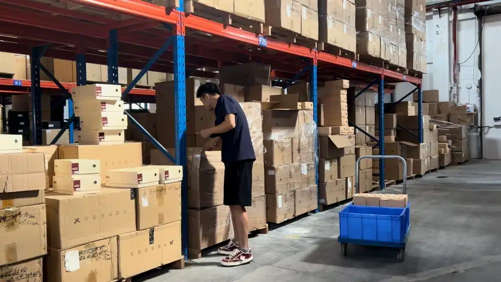 Organized pallet racking and ecommerce inventory in a China fulfillment warehouse supporting reliable TikTok Shop order processing