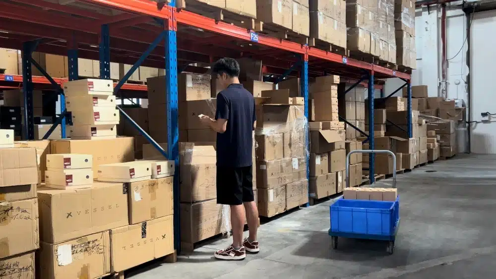 Modern warehouse storage system supporting eco-friendly fulfillment, optimized logistics, and sustainable supply chain management for online businesses