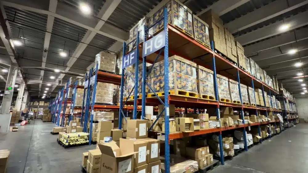 Ecommerce fulfillment warehouse with organized inventory storage supporting TikTok Shop order accuracy, quality control, and return prevention