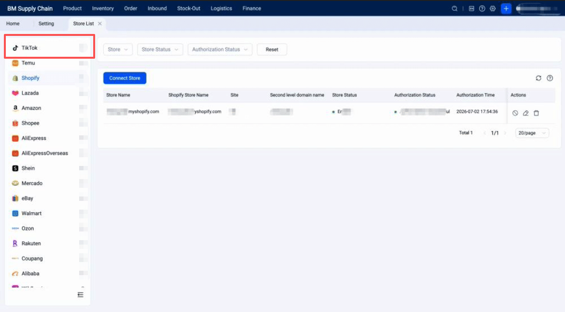 Ecommerce warehouse with organized inventory storage supporting TikTok Shop fulfillment, fast order processing, and reliable shipping operations